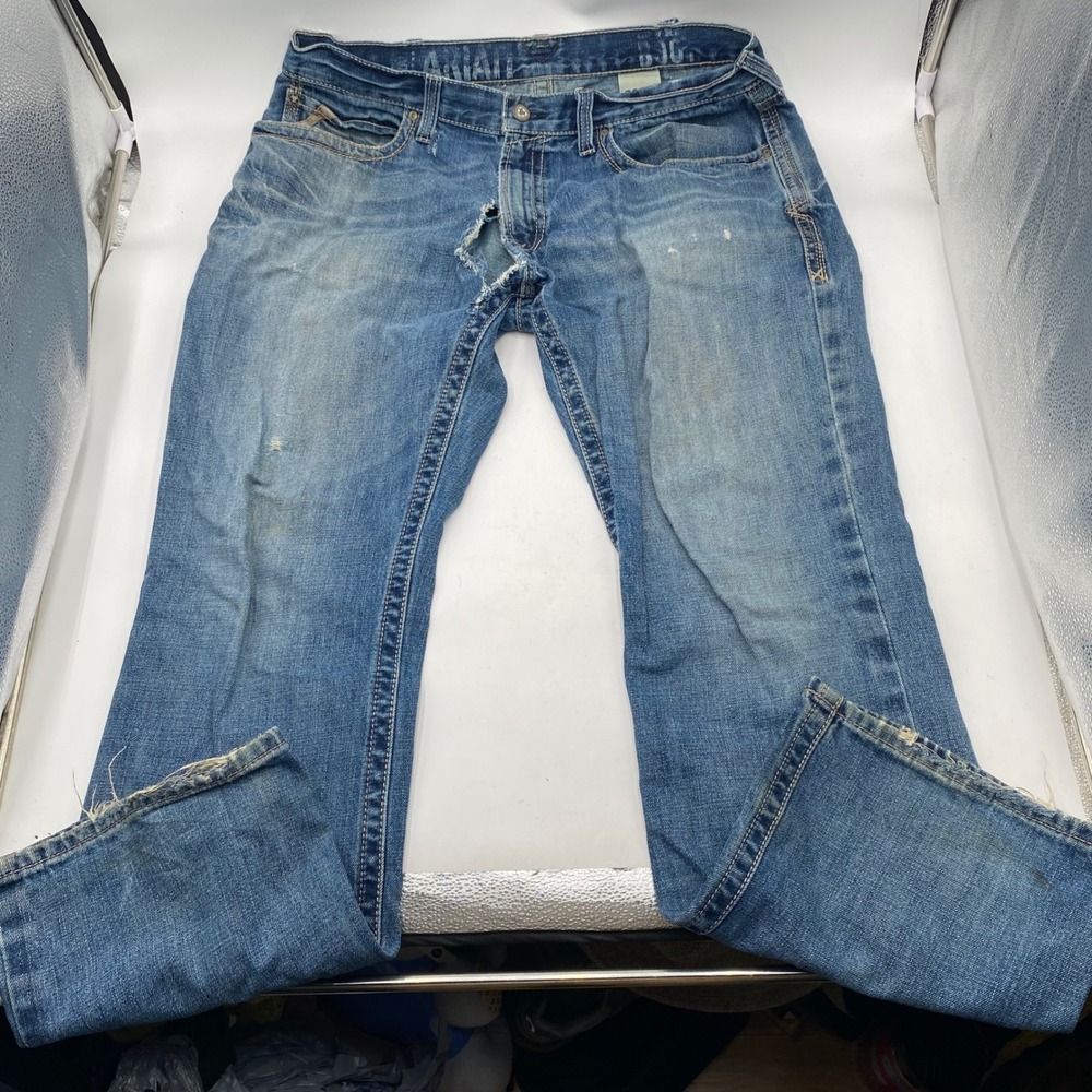 Ariat B.J.G. Straight Leg Jeans Mens 36x32 Blue Cotton Distressed Workwear BJG